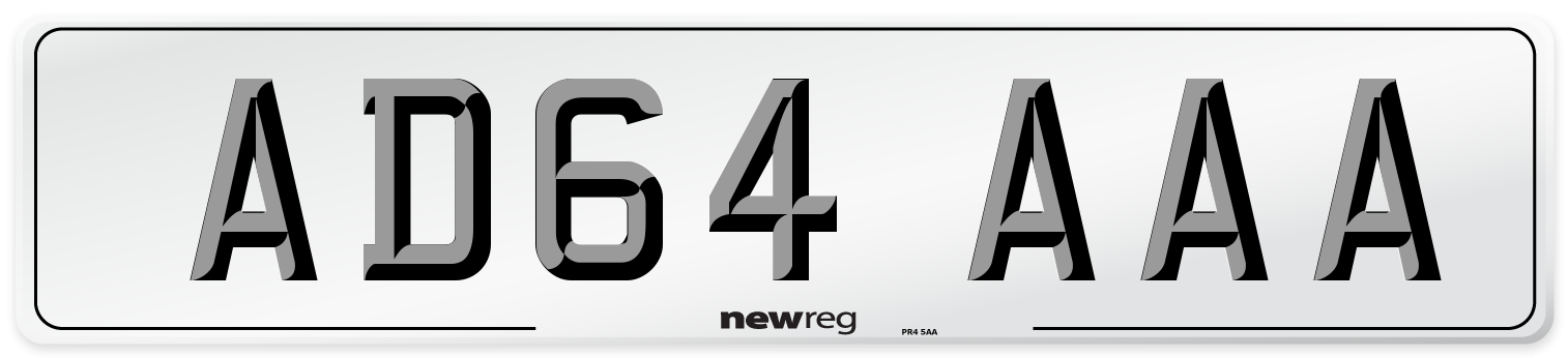 AD64 AAA Front Number Plate