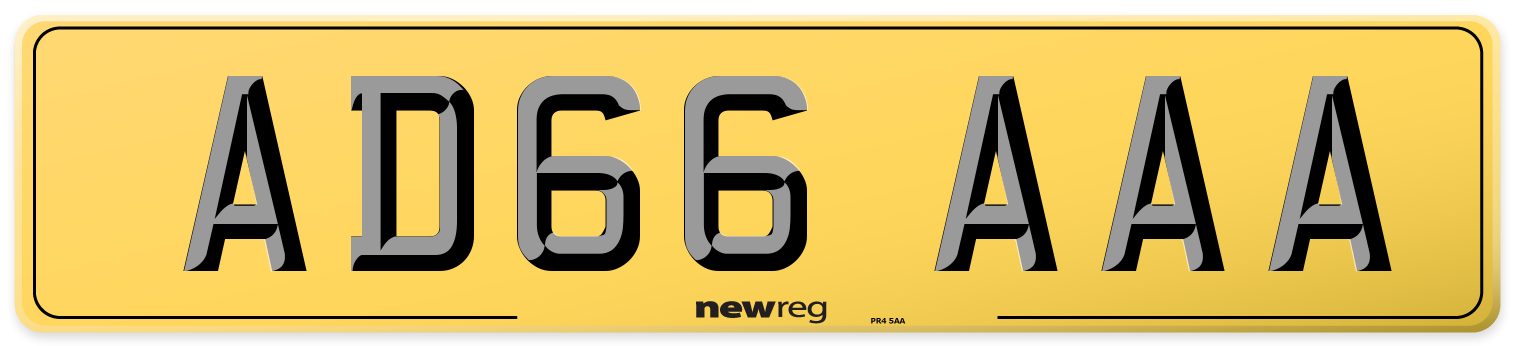 AD66 AAA Rear Number Plate