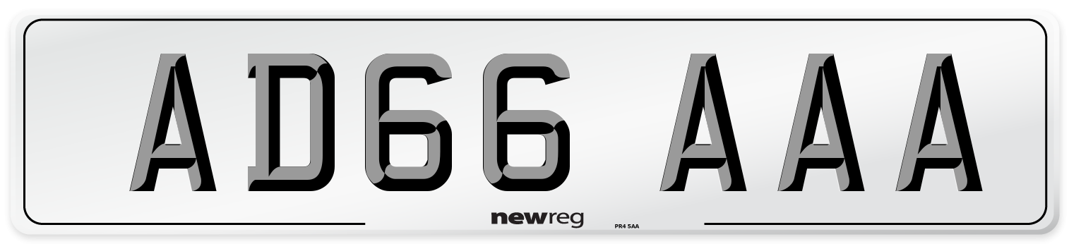 AD66 AAA Front Number Plate