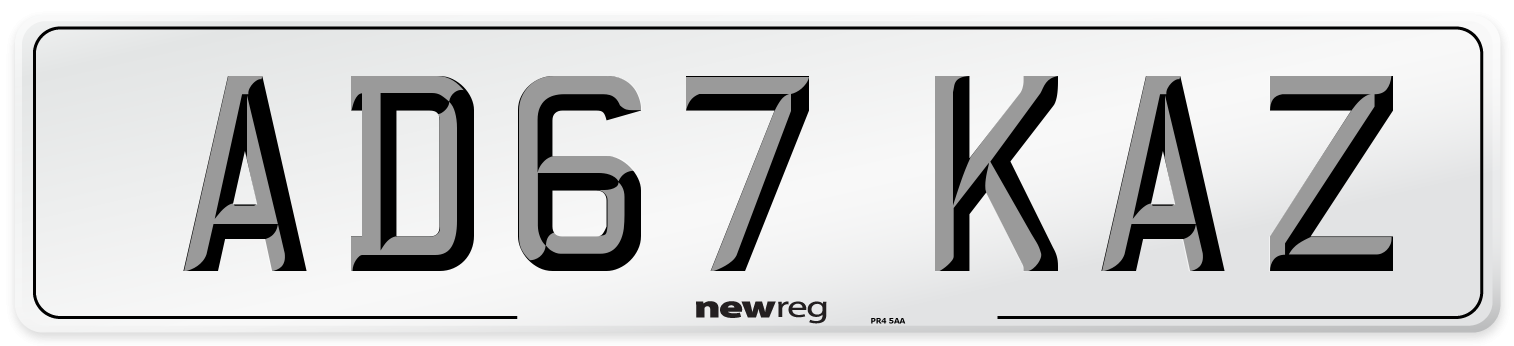 AD67 KAZ Front Number Plate
