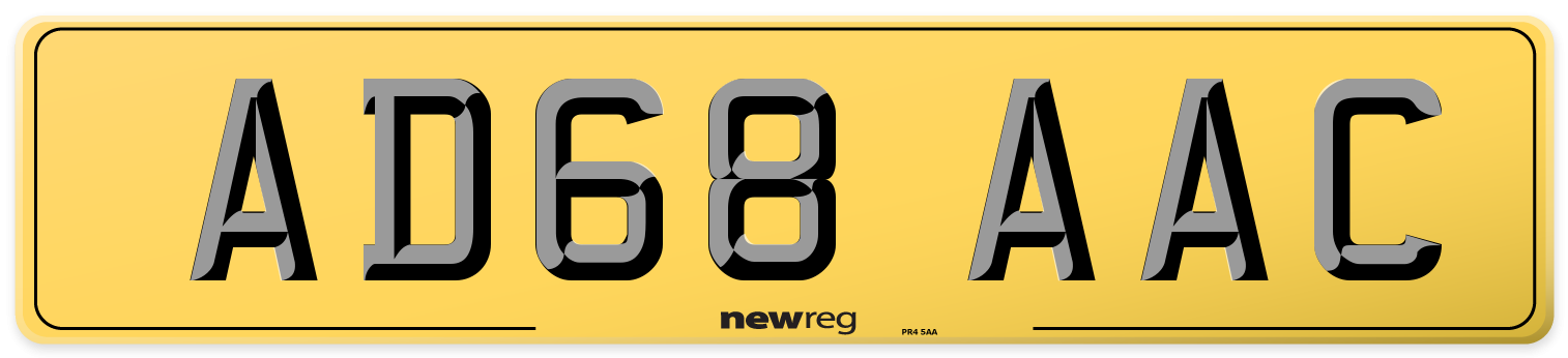 AD68 AAC Rear Number Plate
