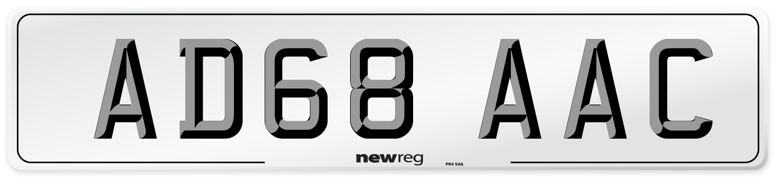 AD68 AAC Front Number Plate