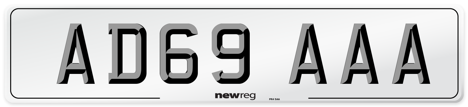 AD69 AAA Front Number Plate