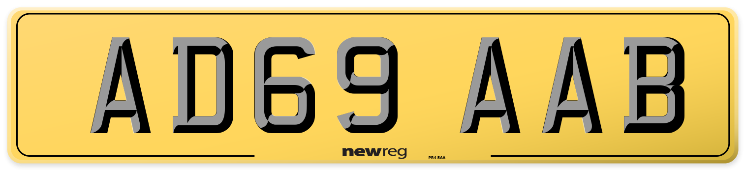 AD69 AAB Rear Number Plate