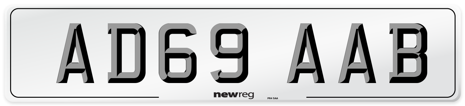 AD69 AAB Front Number Plate