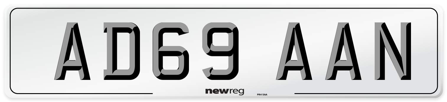 AD69 AAN Front Number Plate