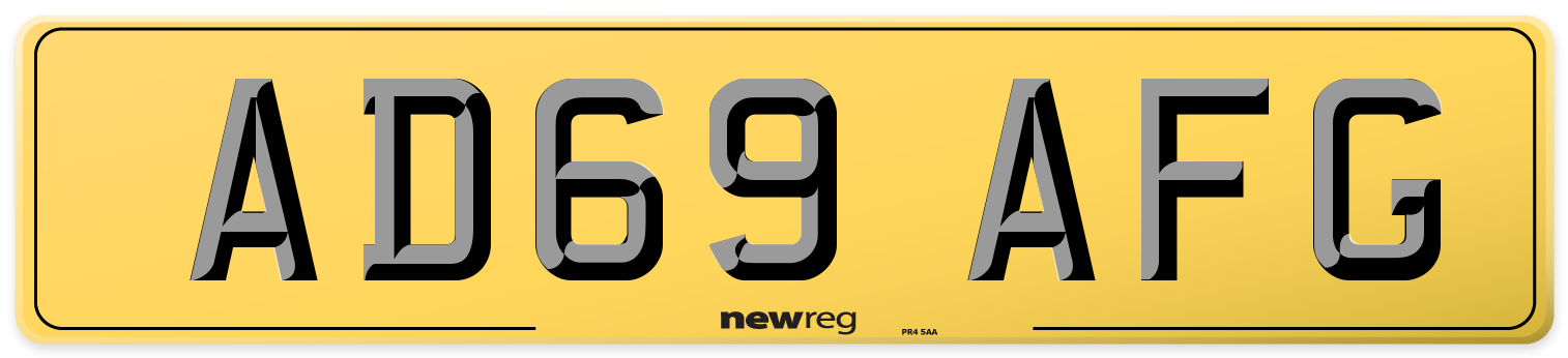 AD69 AFG Rear Number Plate