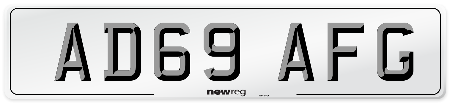 AD69 AFG Front Number Plate