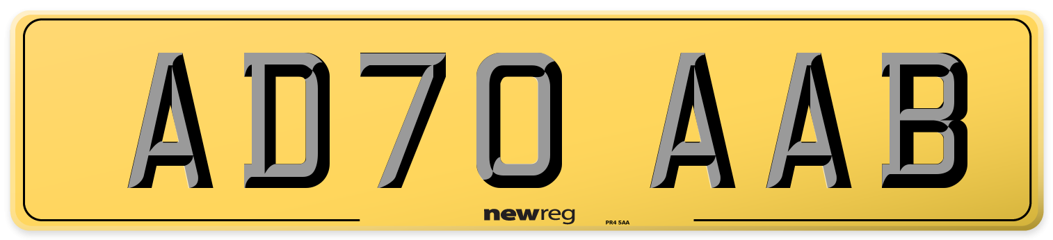 AD70 AAB Rear Number Plate