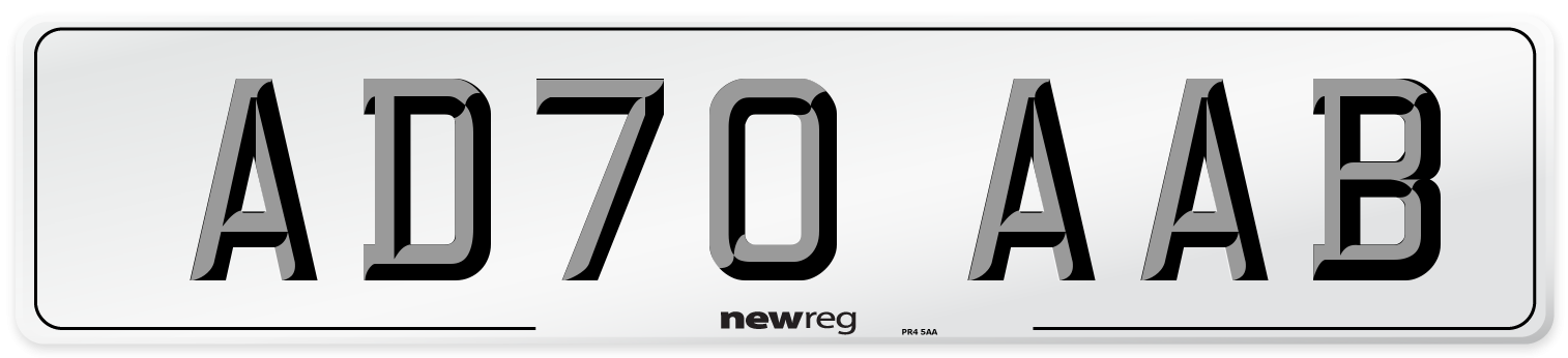 AD70 AAB Front Number Plate
