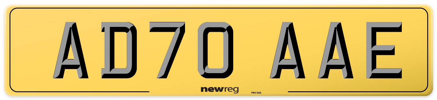 AD70 AAE Rear Number Plate