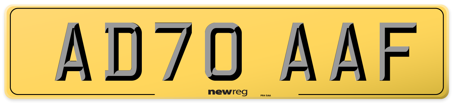 AD70 AAF Rear Number Plate