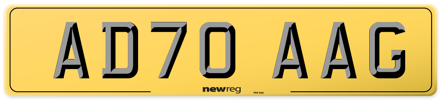 AD70 AAG Rear Number Plate