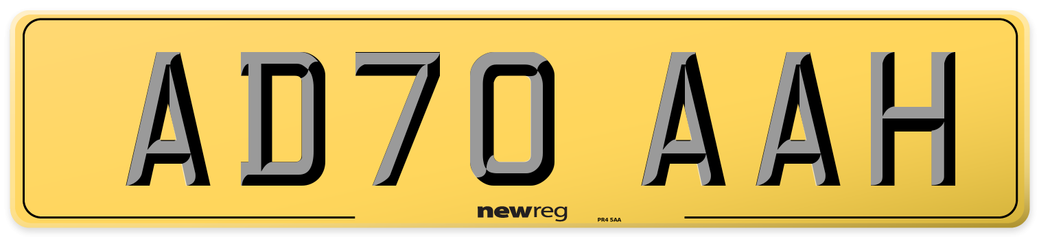 AD70 AAH Rear Number Plate
