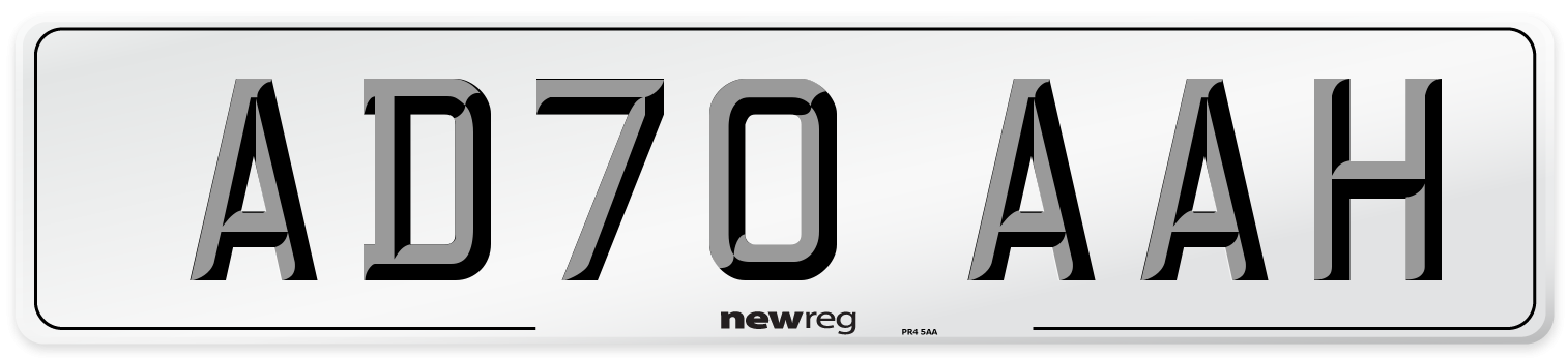 AD70 AAH Front Number Plate