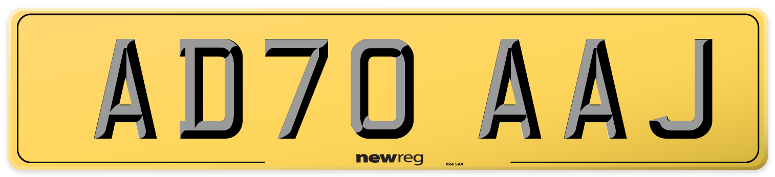 AD70 AAJ Rear Number Plate
