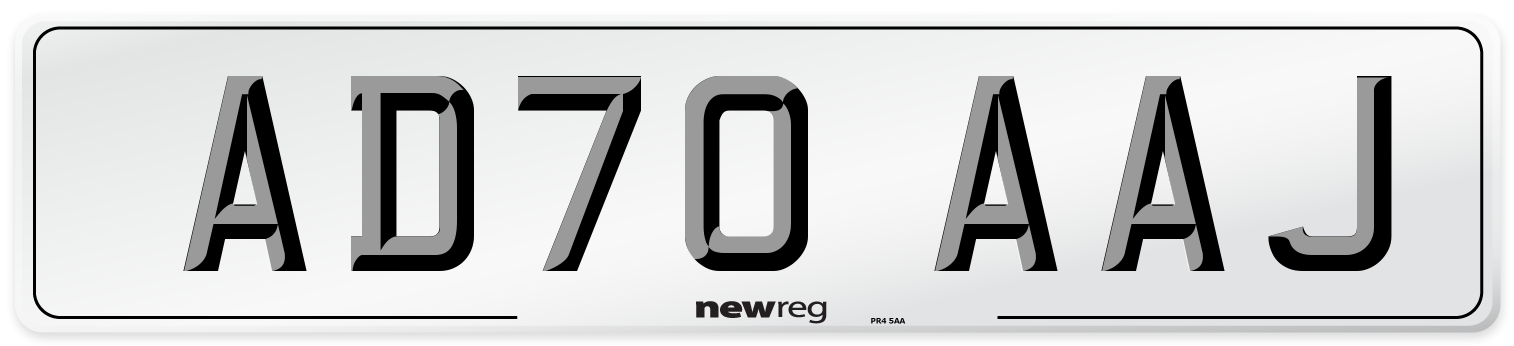 AD70 AAJ Front Number Plate