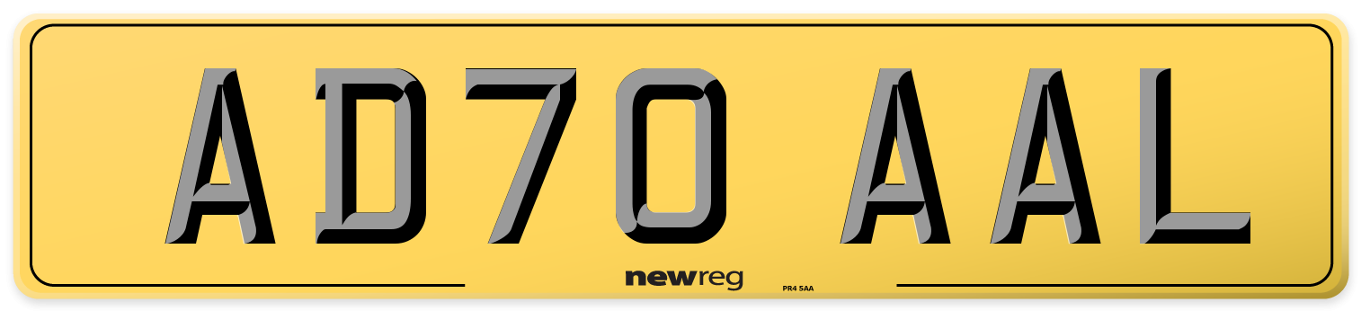 AD70 AAL Rear Number Plate