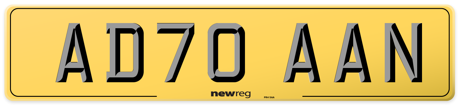 AD70 AAN Rear Number Plate