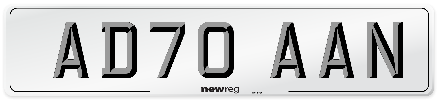 AD70 AAN Front Number Plate