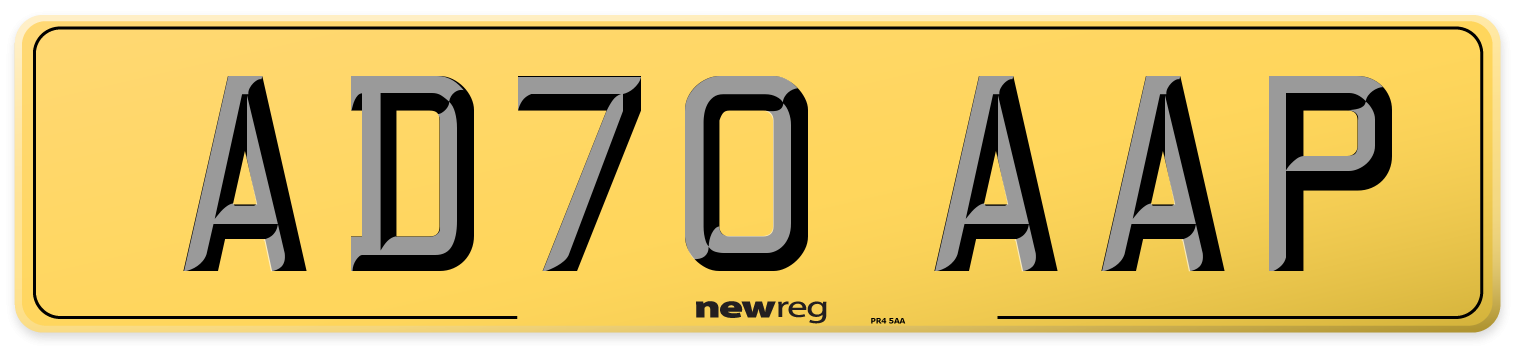 AD70 AAP Rear Number Plate