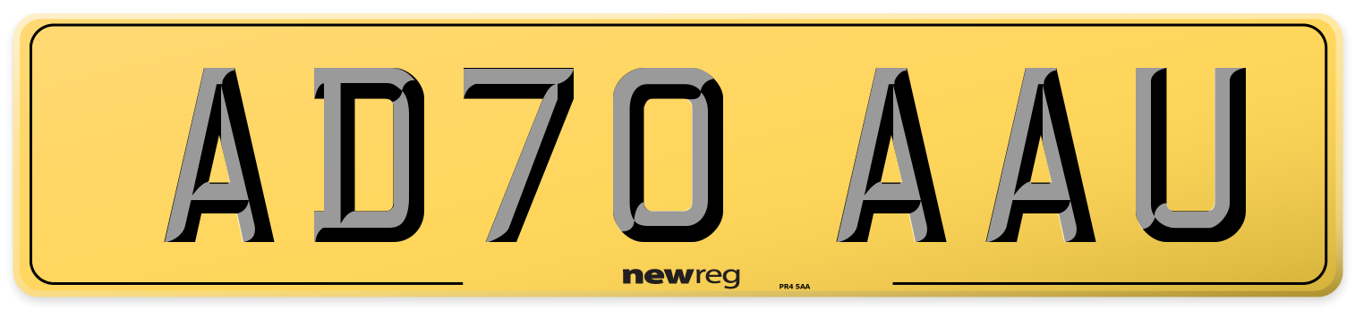 AD70 AAU Rear Number Plate
