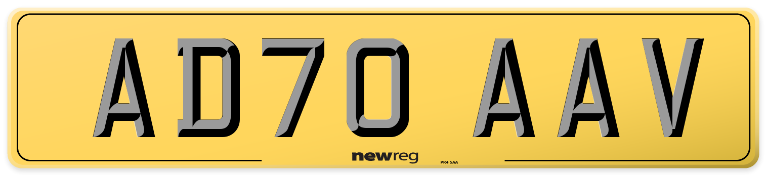 AD70 AAV Rear Number Plate
