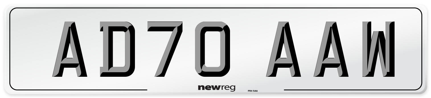 AD70 AAW Front Number Plate