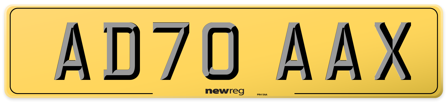 AD70 AAX Rear Number Plate