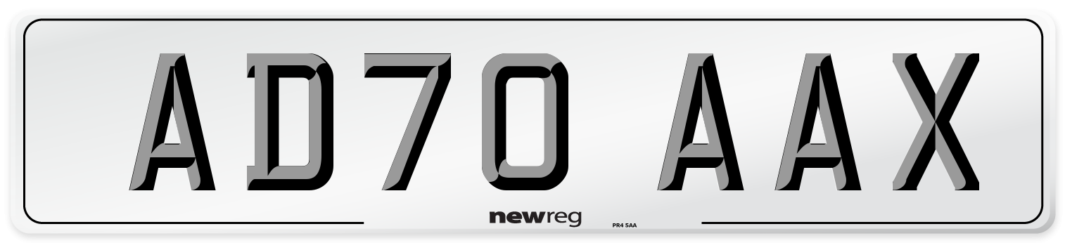 AD70 AAX Front Number Plate