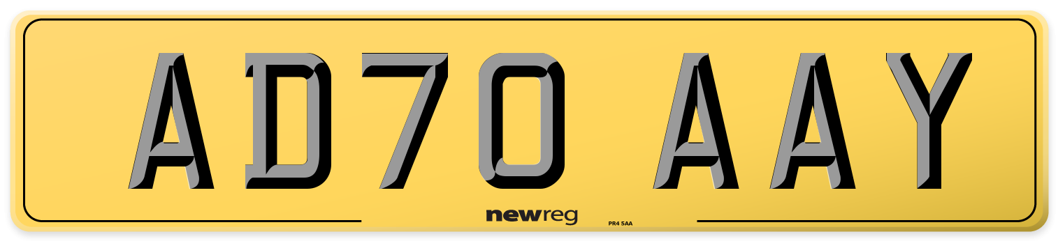 AD70 AAY Rear Number Plate
