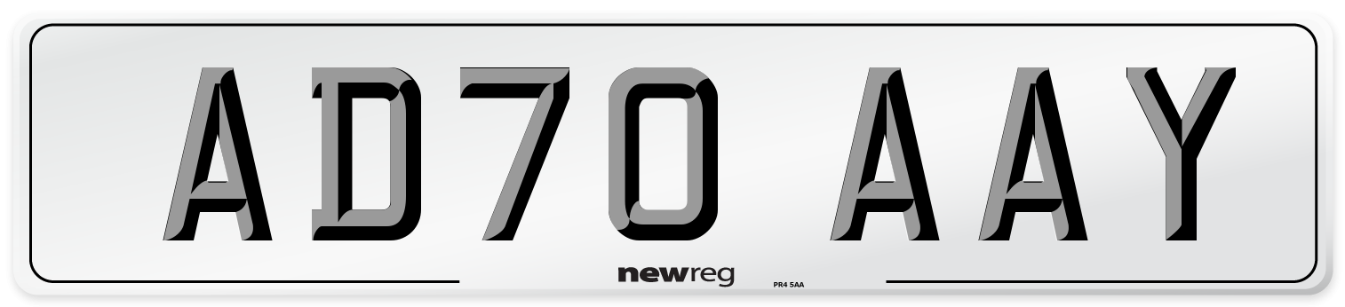 AD70 AAY Front Number Plate
