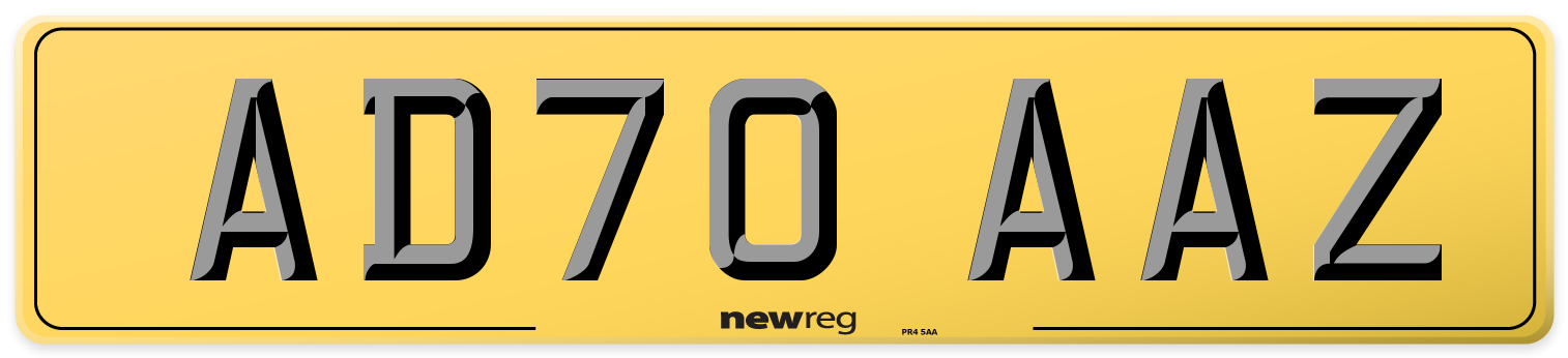 AD70 AAZ Rear Number Plate
