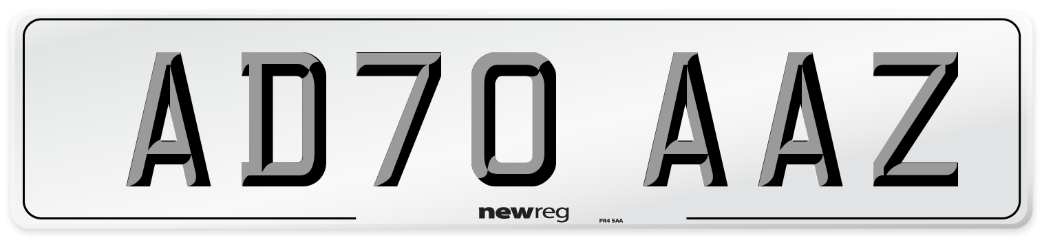 AD70 AAZ Front Number Plate