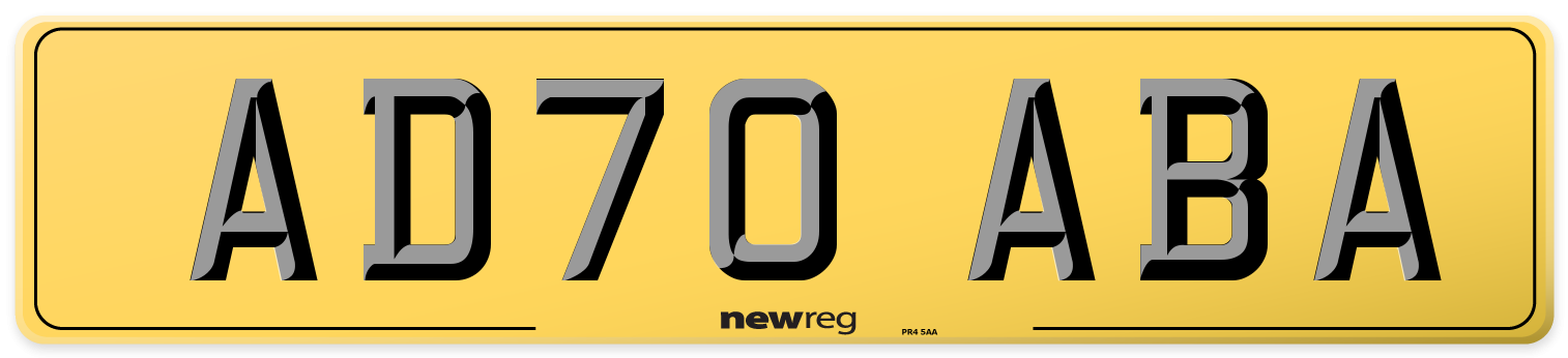 AD70 ABA Rear Number Plate