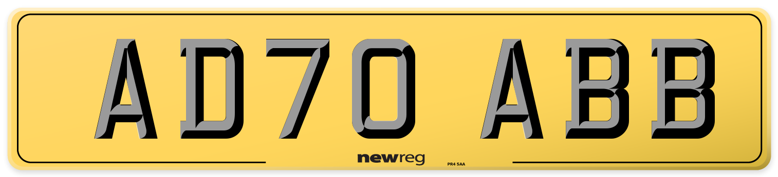 AD70 ABB Rear Number Plate