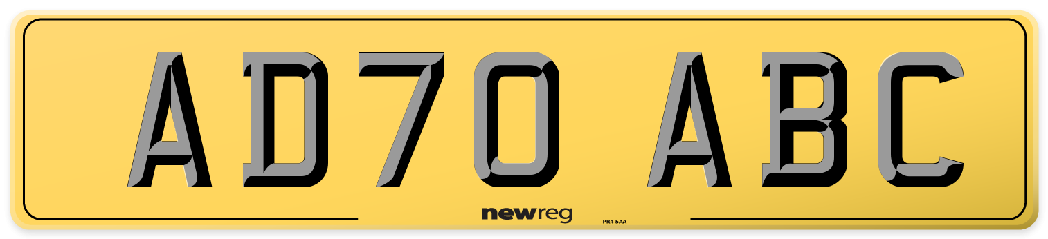 AD70 ABC Rear Number Plate