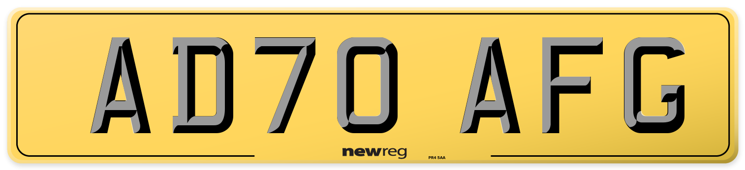 AD70 AFG Rear Number Plate