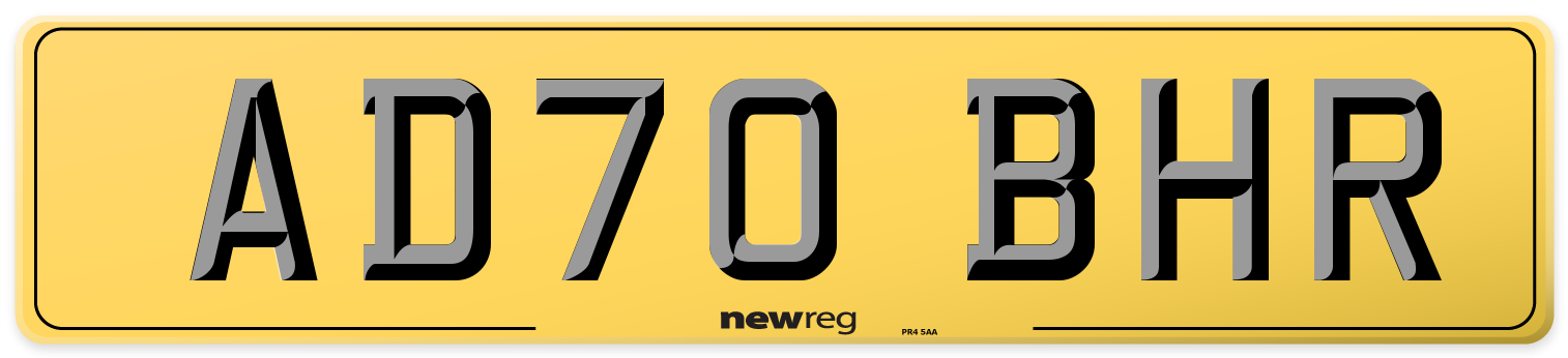 AD70 BHR Rear Number Plate
