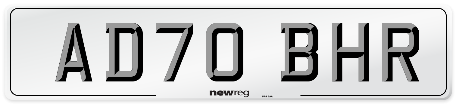AD70 BHR Front Number Plate