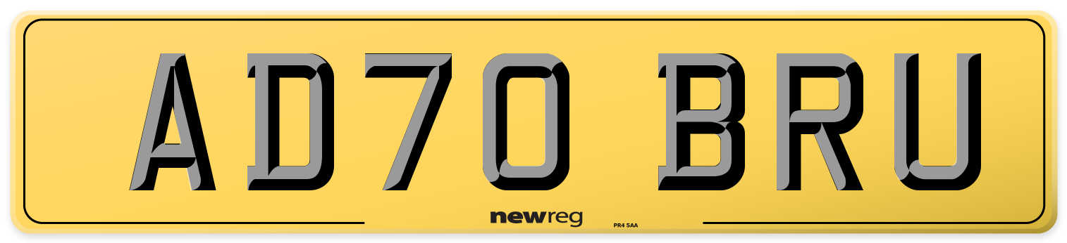 AD70 BRU Rear Number Plate