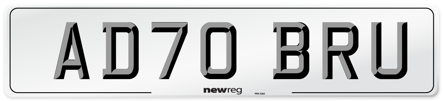 AD70 BRU Front Number Plate