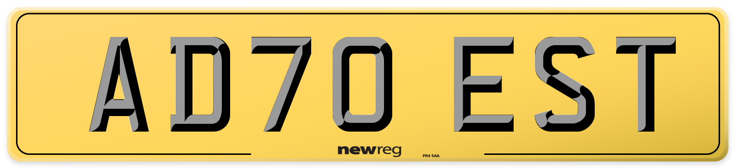AD70 EST Rear Number Plate