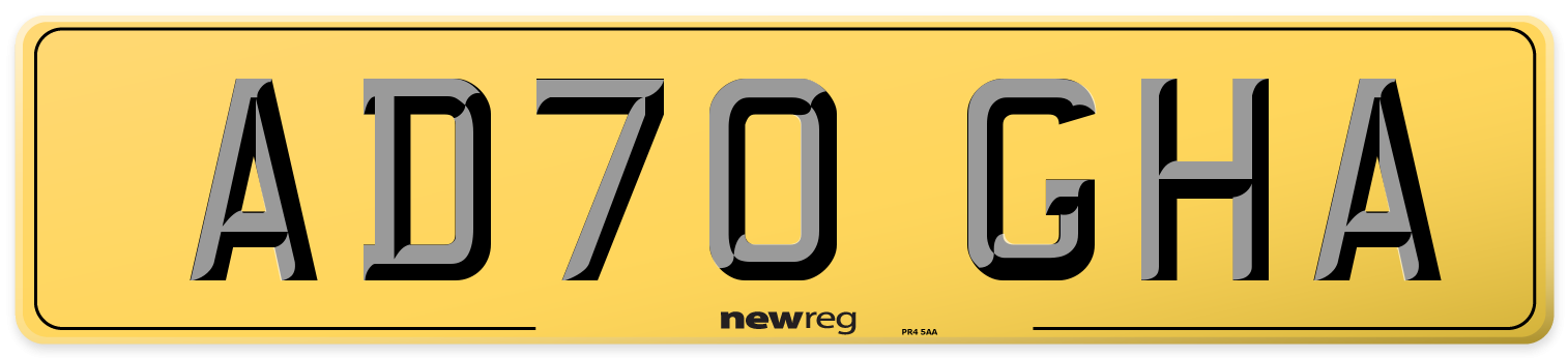 AD70 GHA Rear Number Plate