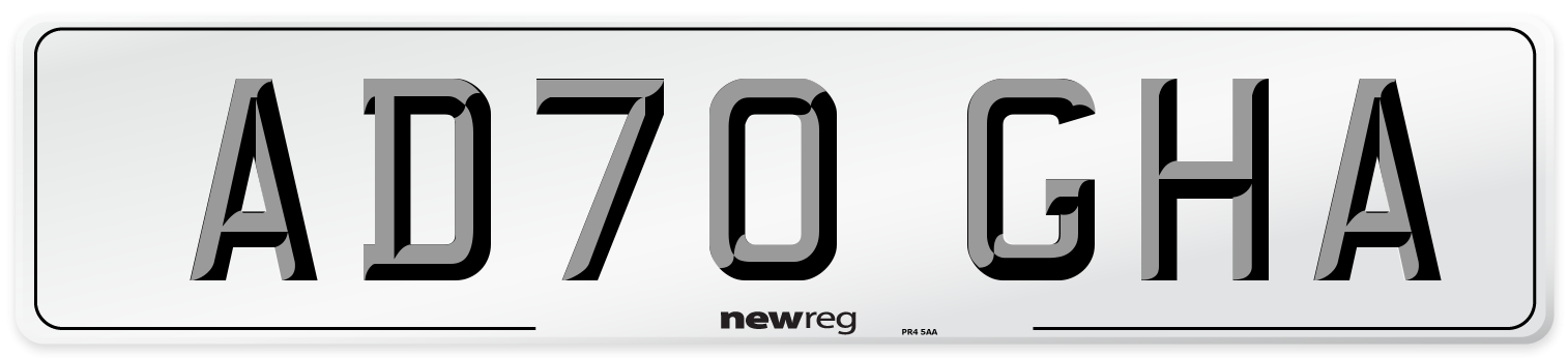 AD70 GHA Front Number Plate