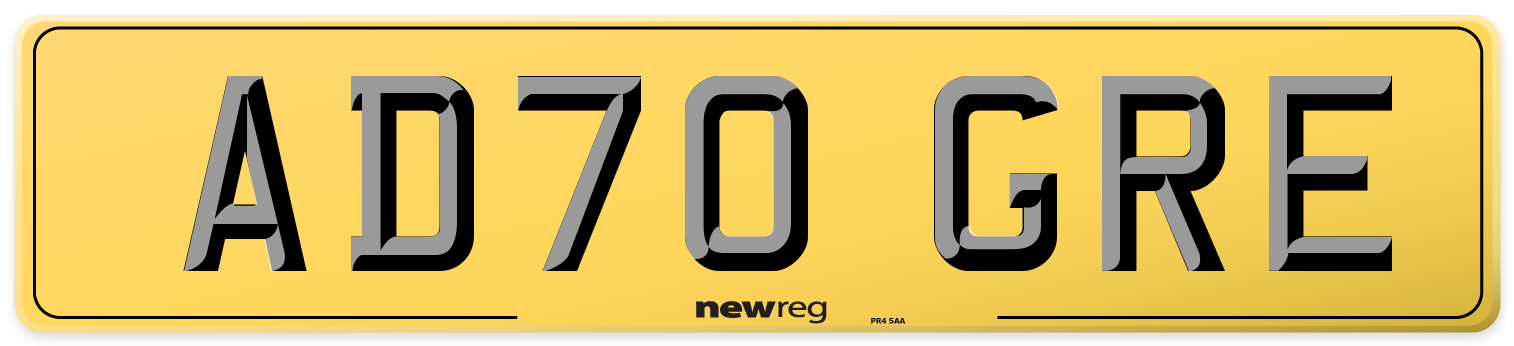 AD70 GRE Rear Number Plate
