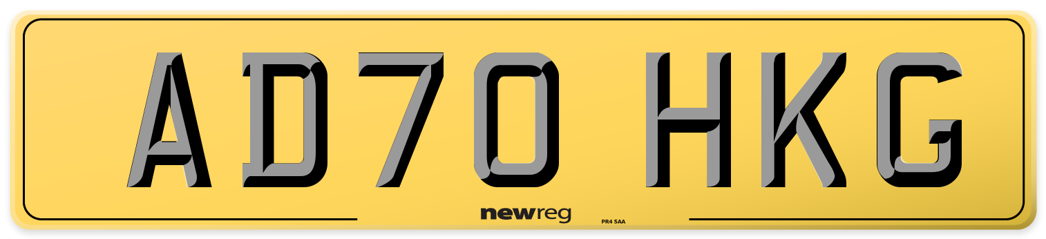 AD70 HKG Rear Number Plate