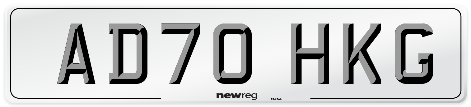 AD70 HKG Front Number Plate