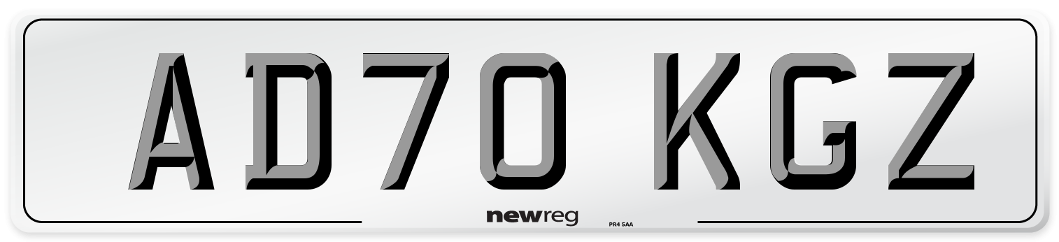 AD70 KGZ Front Number Plate