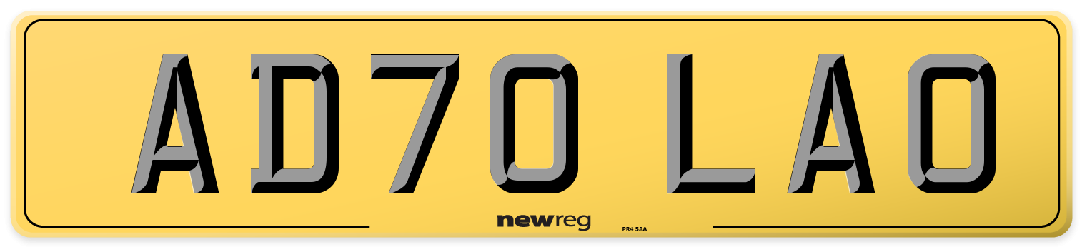 AD70 LAO Rear Number Plate